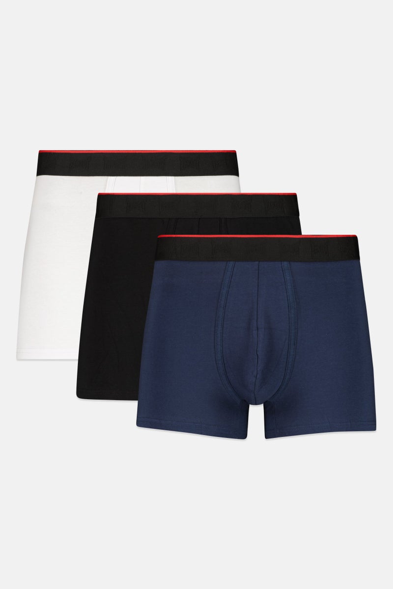 TapouT Men 3 Pieces Brand Logo Boxers, Multicolor - Image 1