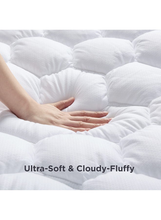 Bedsure - Bedsure Twin XL Mattress Pad 2 Pack - Soft Mattress Topper for College Dorm Essentials, Extra Long Twin Quilted Fitted Mattress Protector Cover with Deep Pocket Fits 8"-21", White, 39x80 Inches - Image 1