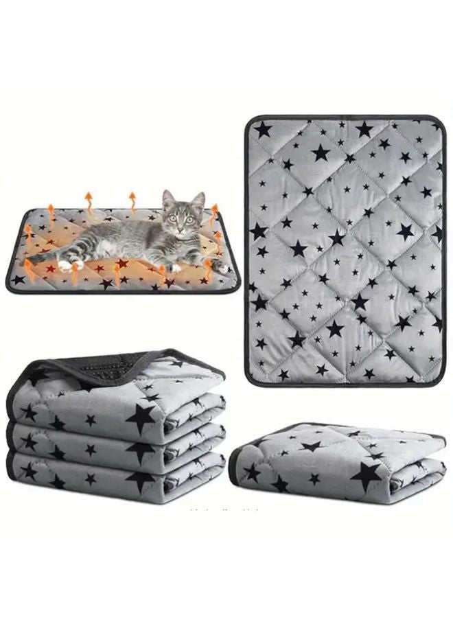 خلفية رمادية نجمة 2 قطعة سادة تدفئة ذاتية للقطط فراش حراري للحيوانات الأليفة عش مريح قابل للغسل - Image 2