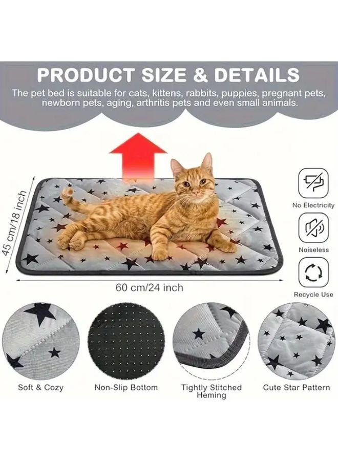 خلفية رمادية نجمة 2 قطعة سادة تدفئة ذاتية للقطط فراش حراري للحيوانات الأليفة عش مريح قابل للغسل - Image 5