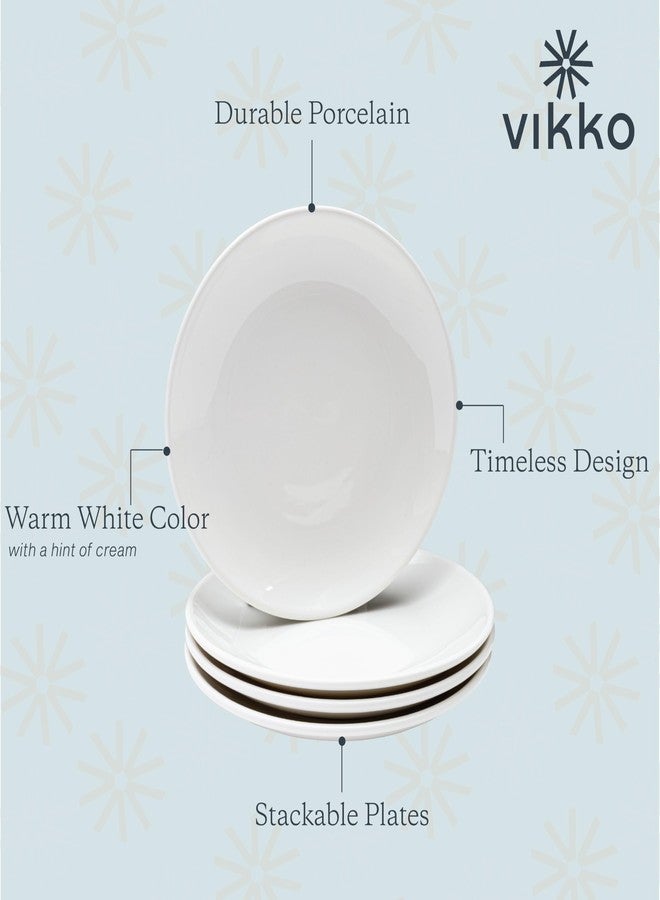 Vikko Salad Plate, Set of 6 White Plates, Fine Porcelain, Stackable 8 Inch Salad Plates, Dishwasher Safe, 8/'' Salad Plate - Image 3
