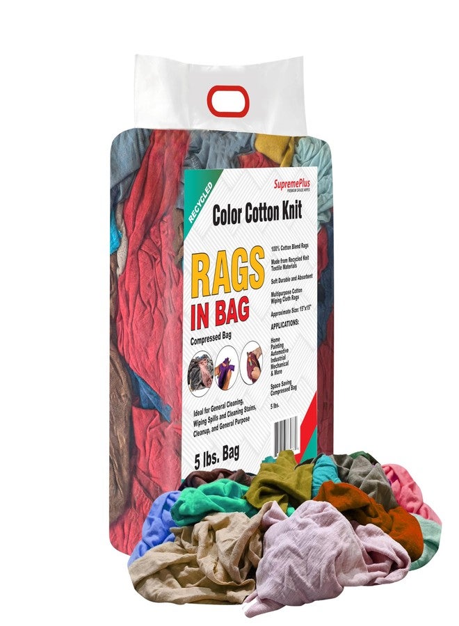 SupremePlus Color T-Shirt Rags (5 lbs. Bag) – Shop Rag Bulk for Workshops, Mechanics, Painters, and Home Use, Multipurpose Cotton T-Shirt Rags - Image 1