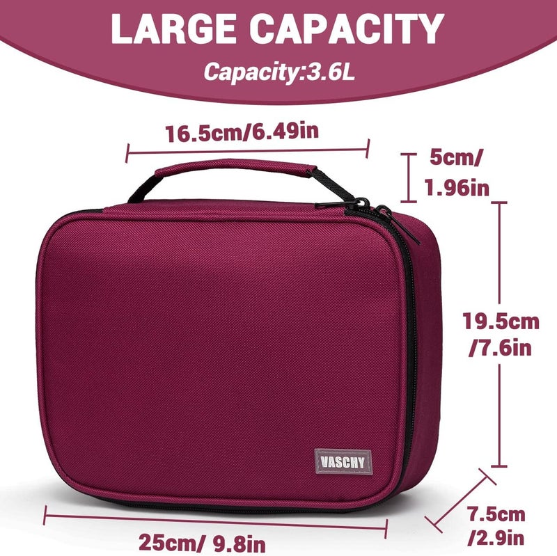 VASCHY Large School Pencil Case 3 Compartments, Capacity 72+, Removable Panels and Mesh Pockets, Pencil Case for Girls, Boys, Teens and Adults, 25 x 19.5 x 7.5 cm, Burgundy, Grande, School Bags - Image 2