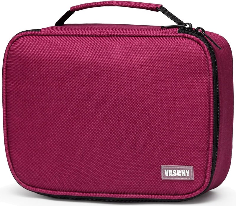 VASCHY Large School Pencil Case 3 Compartments, Capacity 72+, Removable Panels and Mesh Pockets, Pencil Case for Girls, Boys, Teens and Adults, 25 x 19.5 x 7.5 cm, Burgundy, Grande, School Bags - Image 1