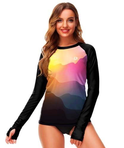 Deerose Women's Rashguard Tops UV Protection Long Sleeve Surfing Swim Shirt Thumb Hole UPF 50+ Swim Tops S - Image 3