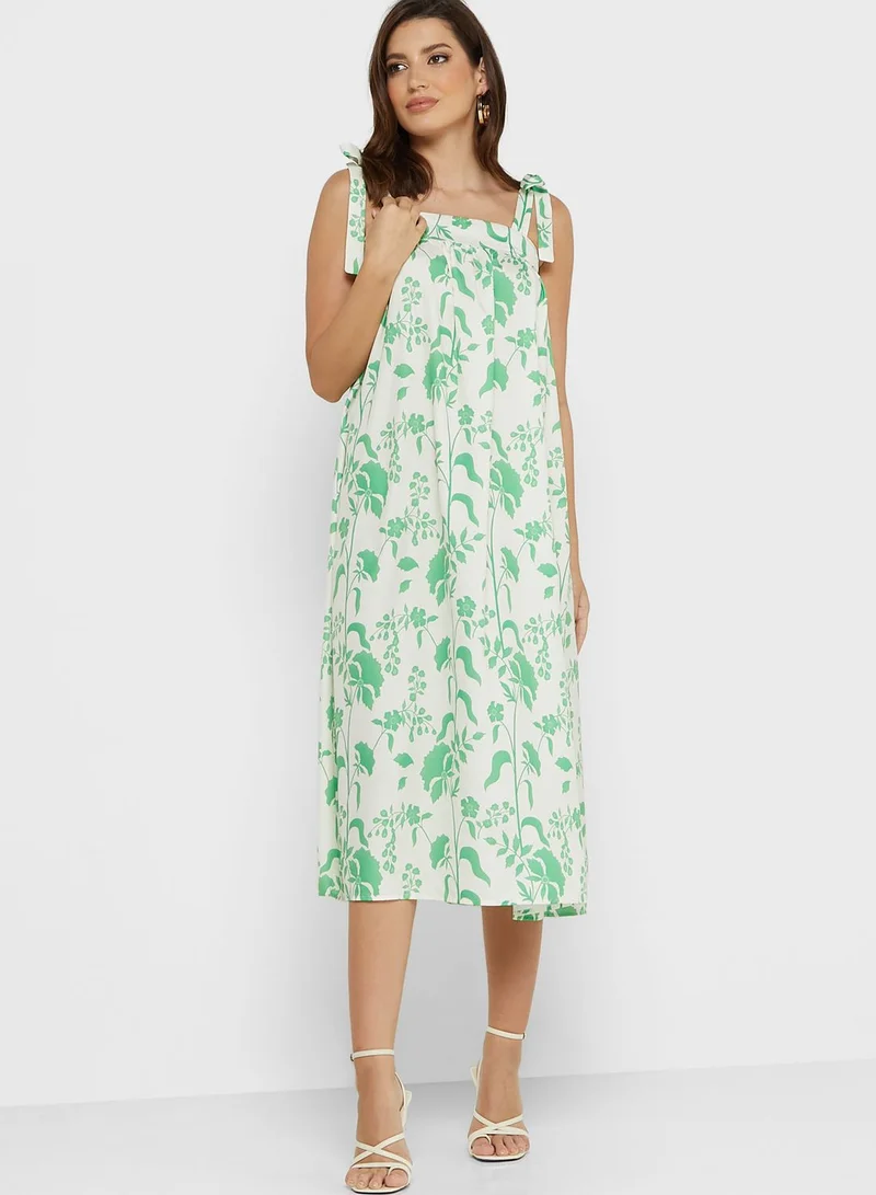 ELLA Printed Square Neck Dress