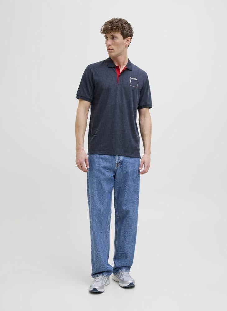 JACK & JONES Jjverner Verner Chest Print Polo Shirt  - Image 4