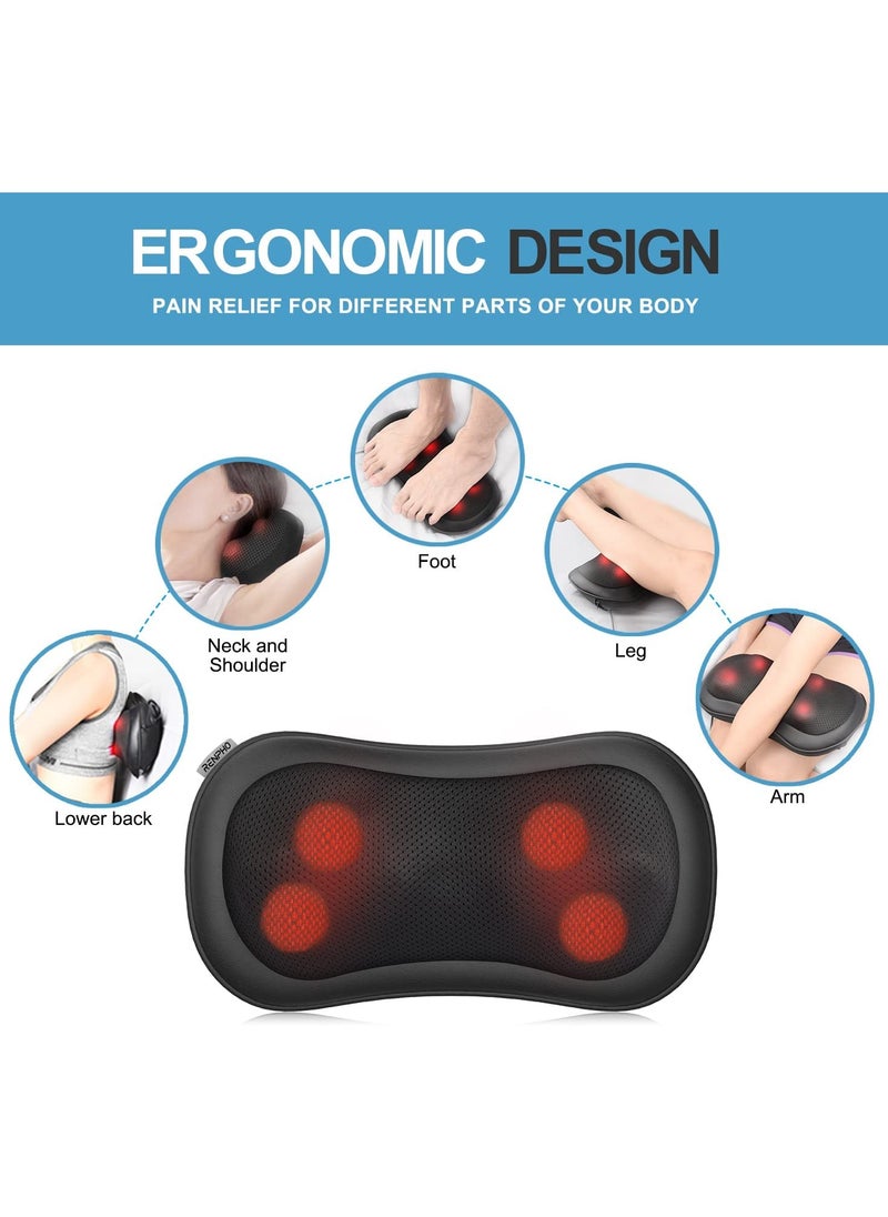 RENPHO - Back Massager With Heat, Ultra Slim Shiatsu Lower Back Neck Massage Pillow, 3-Speeds With Net Cover Electric Shoulder Massage - Image 1