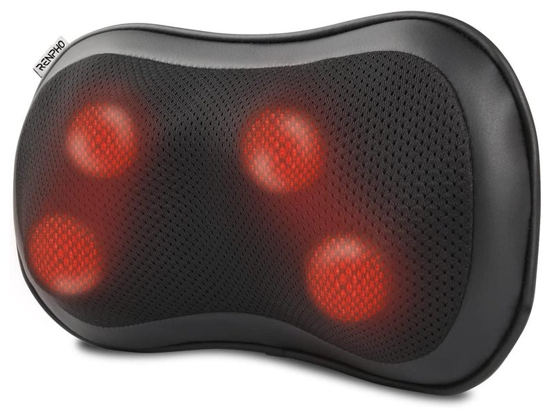 RENPHO Back Massager With Heat, Ultra Slim Shiatsu Lower Back Neck Massage Pillow, 3-Speeds With Net Cover Electric Shoulder Massage - Image 1