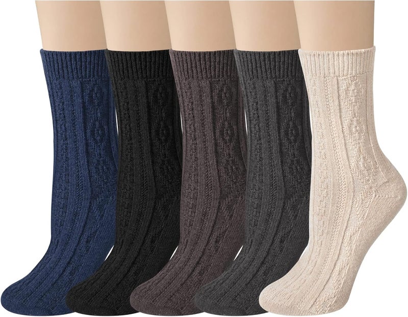 YSense Womens Wool Socks, Winter Boot Socks Stocking Stuffers Gifts for Women Men Warm Crew for Hiking - Image 1