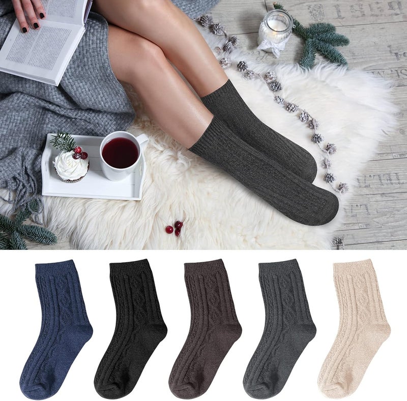YSense Womens Wool Socks, Winter Boot Socks Stocking Stuffers Gifts for Women Men Warm Crew for Hiking - Image 2