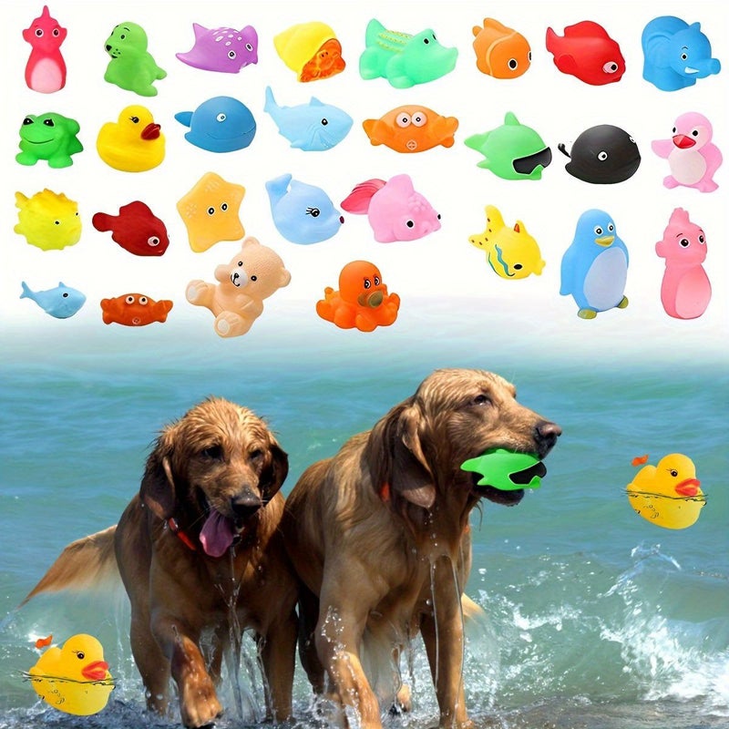 Summer Pool Floating Toy 6pcs Squeaky Bath Beach Water Play Set Interactive Pet Toys With Squeeze Sound Ball Outdoor Swim Fun Party Supplies - Image 1
