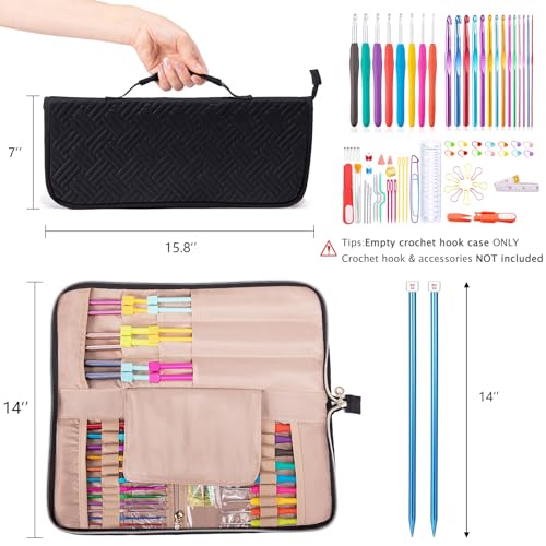 MYBAGZING Knitting Needles Case Up to 14 Inches Organizer for Knitting and Crochet Accessories Empty Hook Case - Image 3