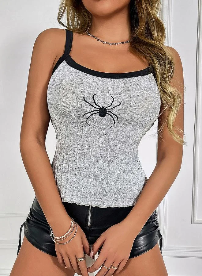 Take Two Take Two Textured Graphic Print Contrast Trim Cami Top