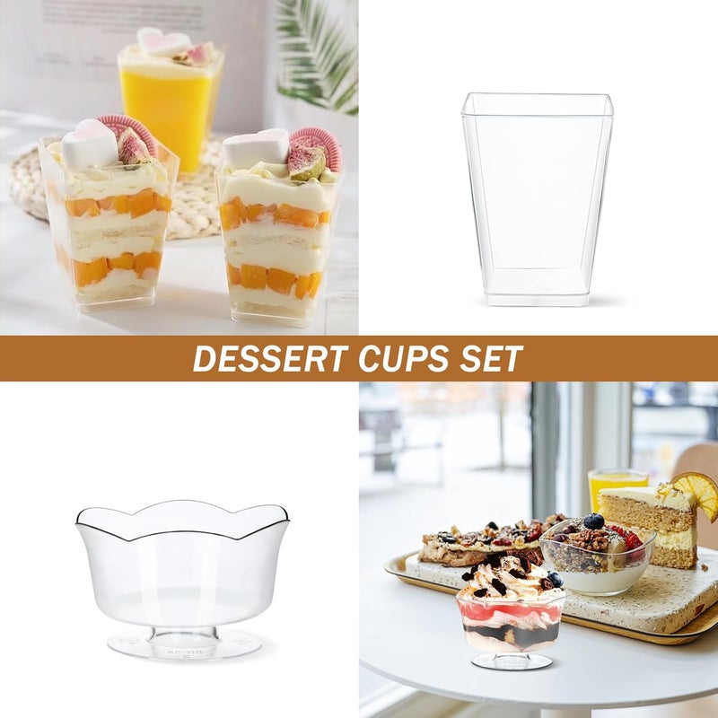ALEXPRE 340 Packs 45 oz Plastic Dessert Cups with Lids and Spoons SquareRoundRound Goblet Clear Dessert Parfait Cups Small Reusable Fruit Ice Cream Pudding Appetizer Cup Bowls - Image 4