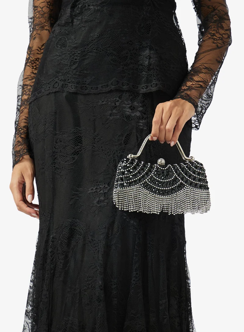 Metallic Embellished Detailed Clutch