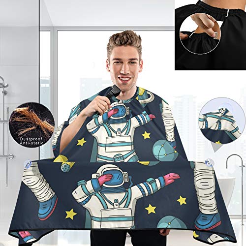 visesunny Barber Cape Astronaut Universe Galaxy Man Dancing Dab Polyester Hair Cutting Salon Cape Apron Anti-Static Haircut Water-Resistant Shaving Cloth Beard Shaving Bib Hairdressing Cape - Image 3