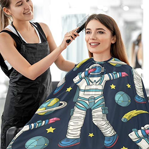 visesunny Barber Cape Astronaut Universe Galaxy Man Dancing Dab Polyester Hair Cutting Salon Cape Apron Anti-Static Haircut Water-Resistant Shaving Cloth Beard Shaving Bib Hairdressing Cape - Image 4