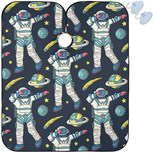 visesunny Barber Cape Astronaut Universe Galaxy Man Dancing Dab Polyester Hair Cutting Salon Cape Apron Anti-Static Haircut Water-Resistant Shaving Cloth Beard Shaving Bib Hairdressing Cape - Image 1
