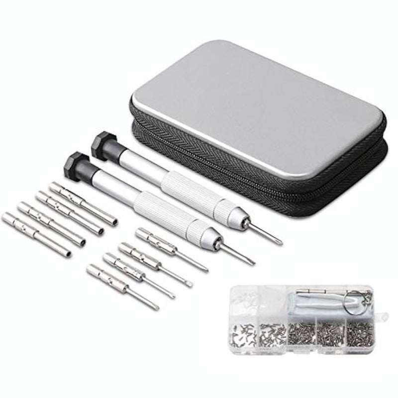 iGeyzoe Precision Screwdriver Set, Eyeglass repair kit with 10-style screwdrivers/nose pads/4 in 1 portable screwdrivers/ear hook/tweezer for eyeglasses sunglass watch calculator (with 70-style screws)  - Image 1