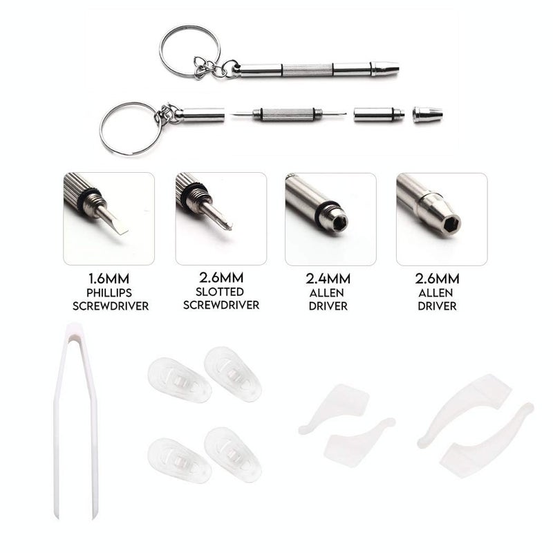iGeyzoe Precision Screwdriver Set, Eyeglass repair kit with 10-style screwdrivers/nose pads/4 in 1 portable screwdrivers/ear hook/tweezer for eyeglasses sunglass watch calculator (with 70-style screws)  - Image 4
