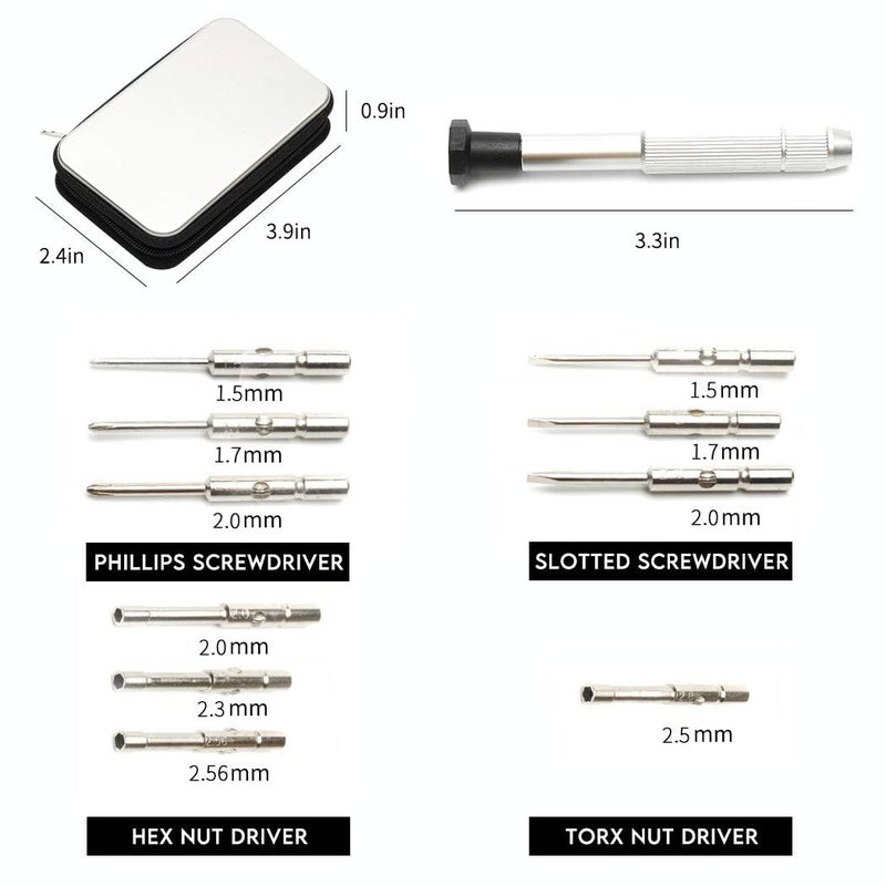 iGeyzoe Precision Screwdriver Set, Eyeglass repair kit with 10-style screwdrivers/nose pads/4 in 1 portable screwdrivers/ear hook/tweezer for eyeglasses sunglass watch calculator (with 70-style screws)  - Image 5