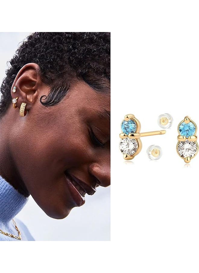 Mevecco - Women Earrings Gold Stud 14K Gold Filled Small Simple Handmade Hypoallergenic Everyday Jewelry - Image 1