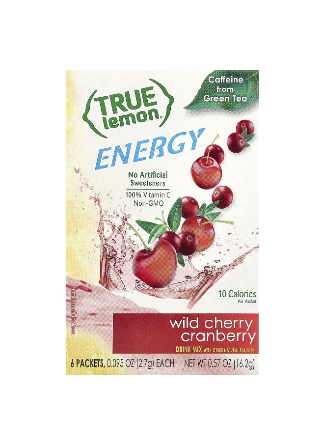 True Citrus True Citrus, True Lemon®, Energy, Wild Cherry Cranberry, 6 Packets, 0.095 oz (2.7 g) Each  - Image 1