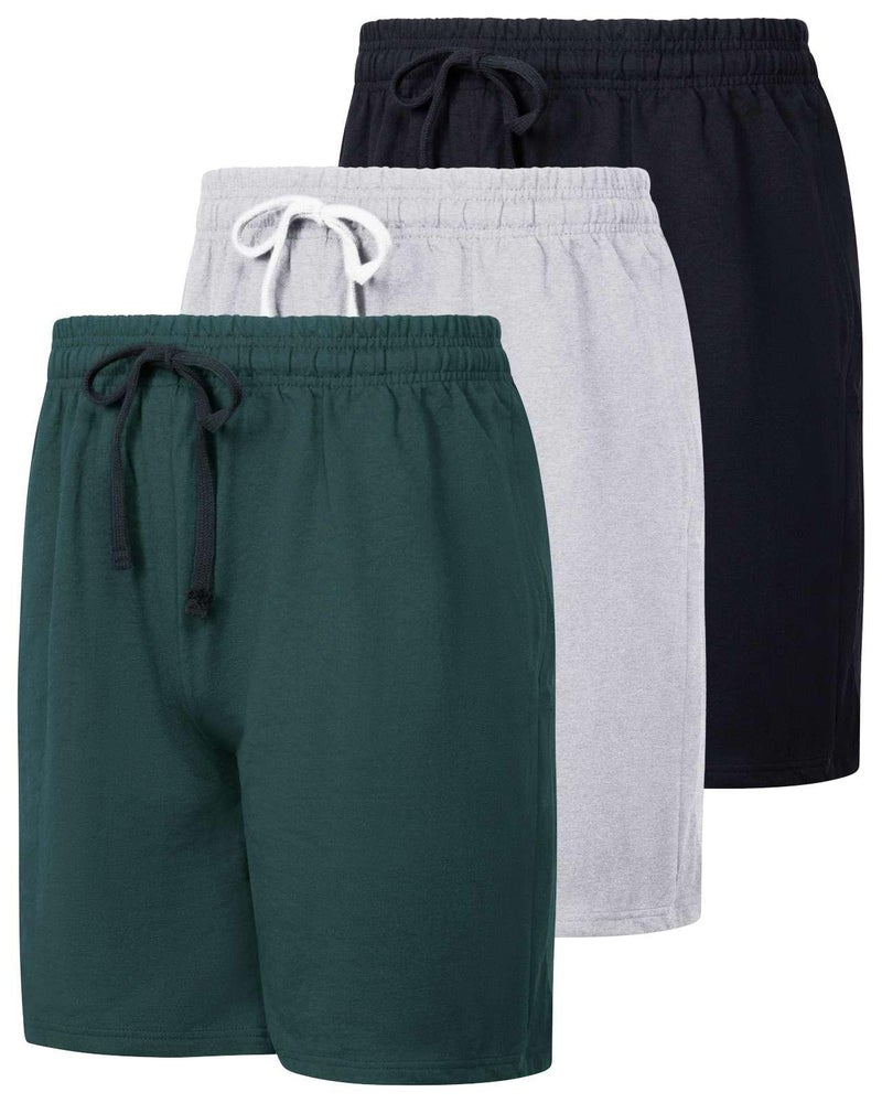 REALESSENTIALS Real Essentials 3 Pack: Men's Cotton 9" French Terry Casual Lounge Sweat Shorts with Pockets, Set 6, M - Image 1