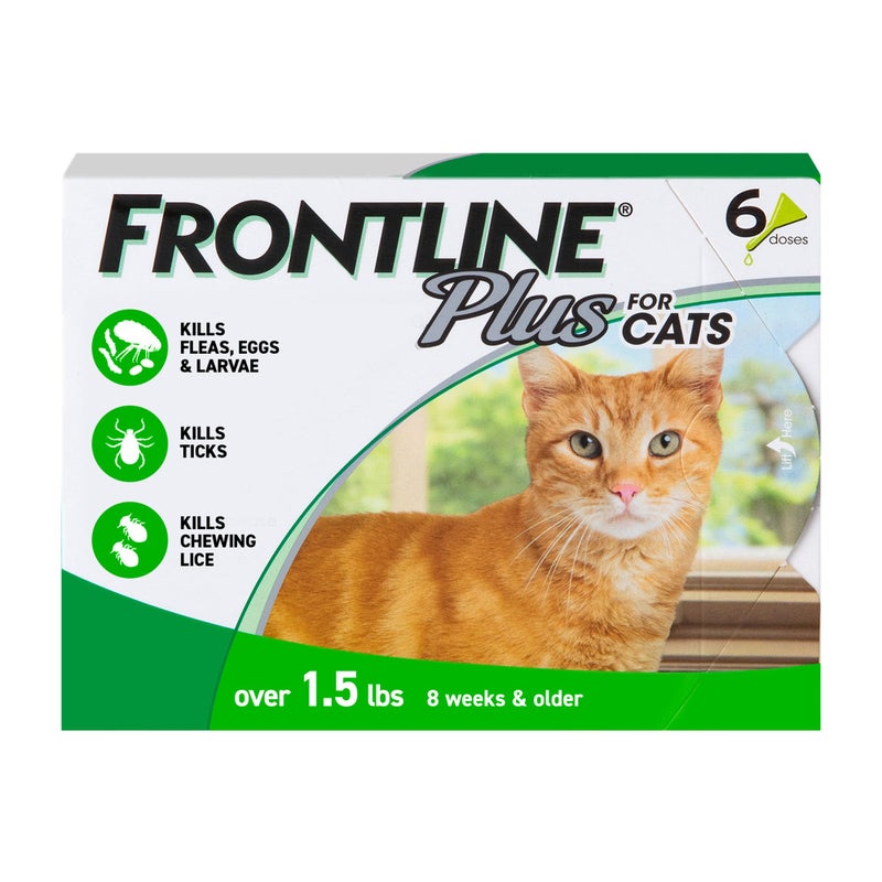 FRONTLINE Plus Flea and Tick Treatment for Cats Over 1.5 lbs. 6 Treatments - Image 1
