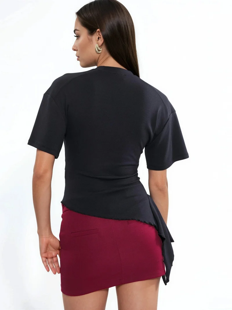 بوسيم BUSEM Oversized Crew Neck Drape Blouse