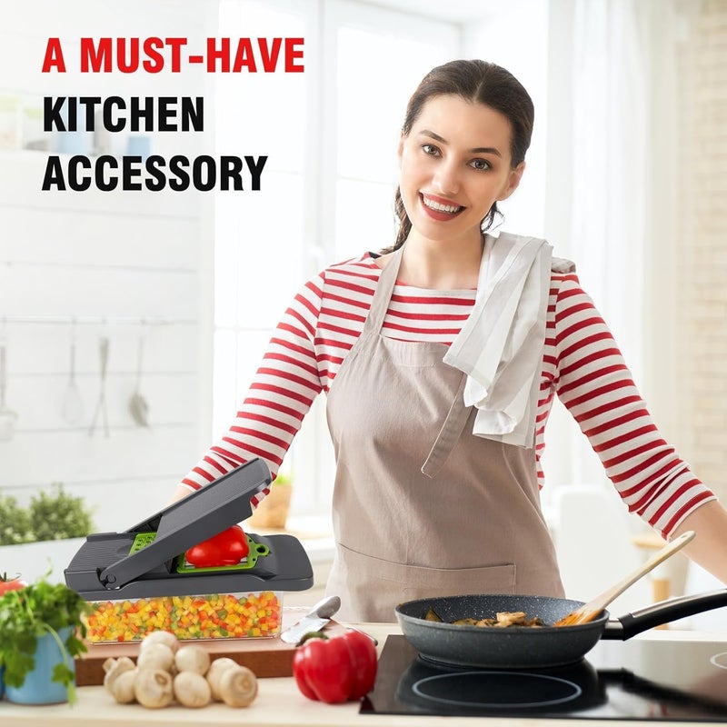16-in-1 Vegetable Cutter with 7 Blades and Spice Grinder, Multifunctional Vegetable Slicer with Storage Container, Fruit Slicer for Onions and Garlic for the Kitchen - Image 2