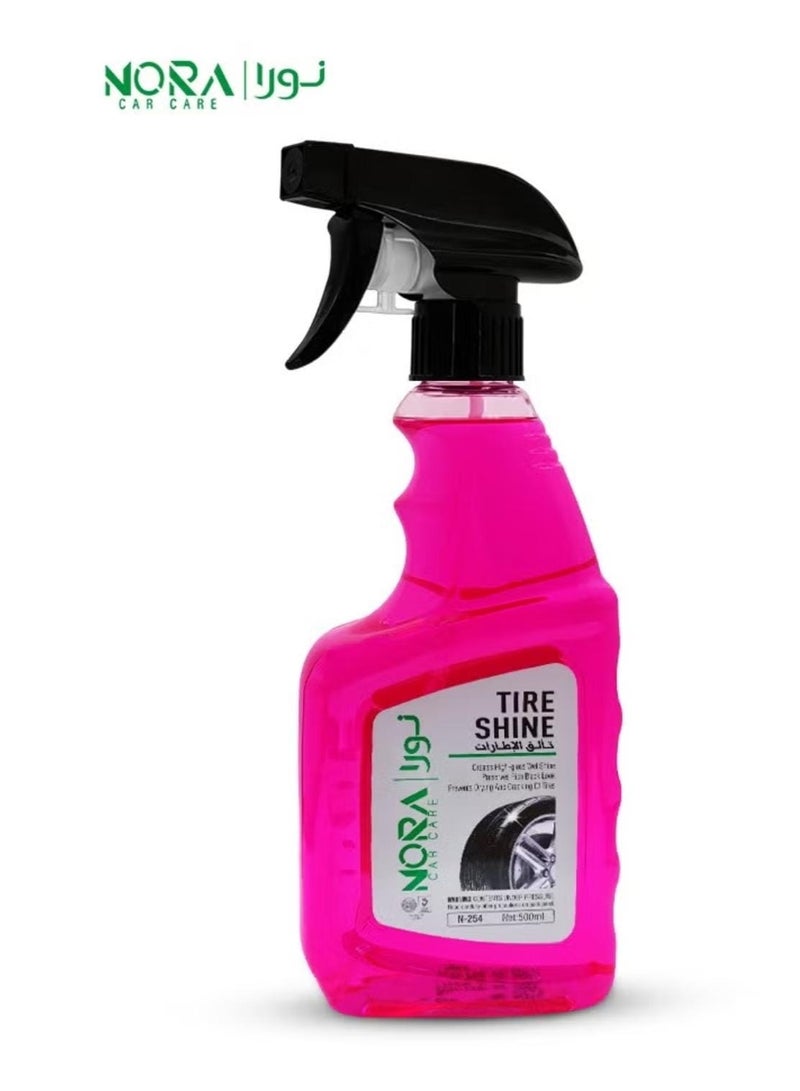 نورا بخاخ تلميع الإطارات الاحترافي من نورا، لمسة نهائية طويلة الأمد بمظهر مبلل، لمعان وحماية فائقين لإطارات السيارات والدراجات والشاحنات، 500 مل، محلول تفصيلي عالي اللمعان رقم 254 - Image 2