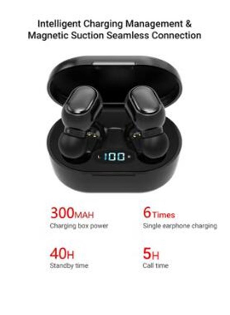 Generic - Mini Earbuds New Generation Smart Earphones TWS Bluetooth Headphones with LED Power Display HiFi Sound Quality Deep Bass Black - Image 1