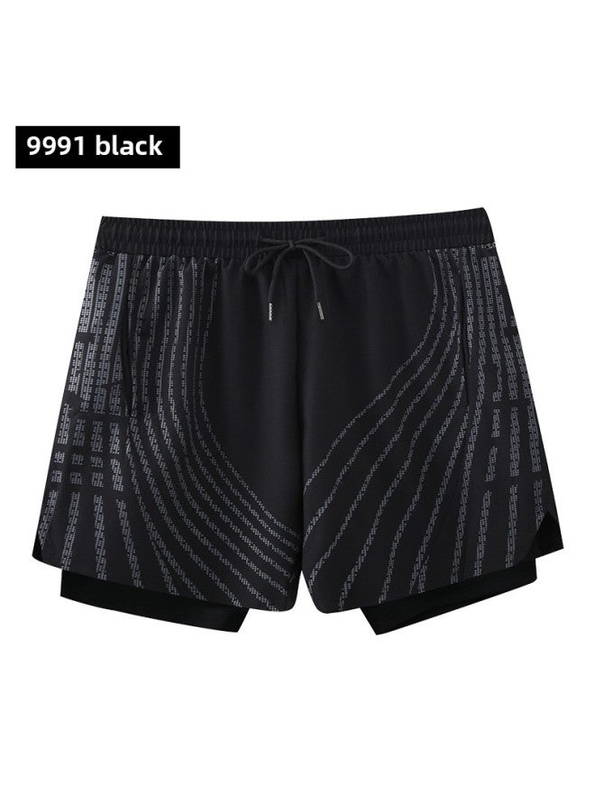 إسكدنيا سراويل سباحة للرجال مضادة للإحراج فضفاضة سريعة الجفاف رياضية للرجال سراويل سباحة بوكسر ملابس سباحة للشاطئ سراويل سباحة ربيعية ساخنة - اللون: 9991 أسود - - Image 1