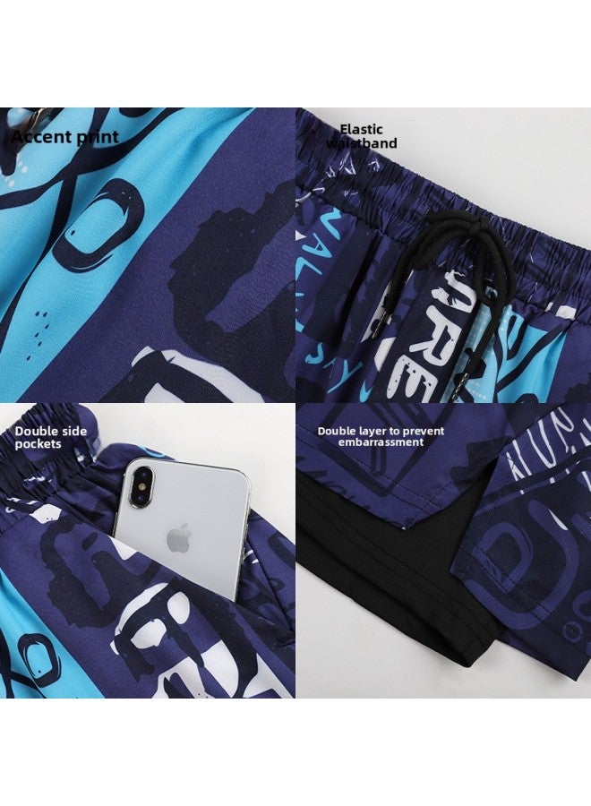 إسكدنيا سراويل سباحة للرجال مضادة للإحراج فضفاضة سريعة الجفاف رياضية للرجال سراويل سباحة بوكسر ملابس سباحة للشاطئ سراويل سباحة ربيعية ساخنة - اللون: 9991 أسود - - Image 5