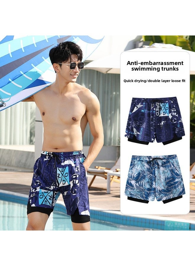 إسكدنيا سراويل سباحة للرجال مضادة للإحراج فضفاضة سريعة الجفاف رياضية للرجال سراويل سباحة بوكسر ملابس سباحة للشاطئ سراويل سباحة ربيعية ساخنة - اللون: 9991 أسود - - Image 2