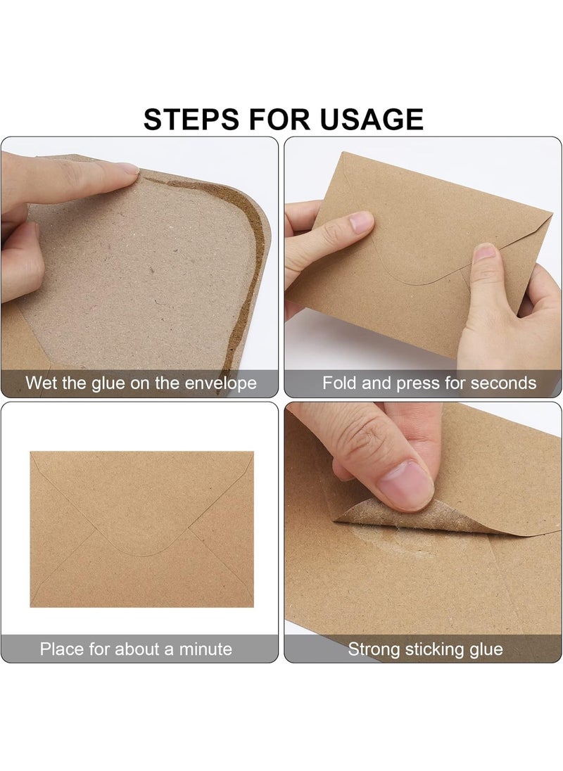 KCDMBUE 100 Pack Kraft 4x6 Envelopes with Contour Flap, Perfect for Invitations, Weddings, Announcements, Baby Showers, RSVP Cards, Greeting Cards, 120gsm Thick, 4.5 x 6.4 Inches, 100% Recycled Paper (Brown)  - Image 3