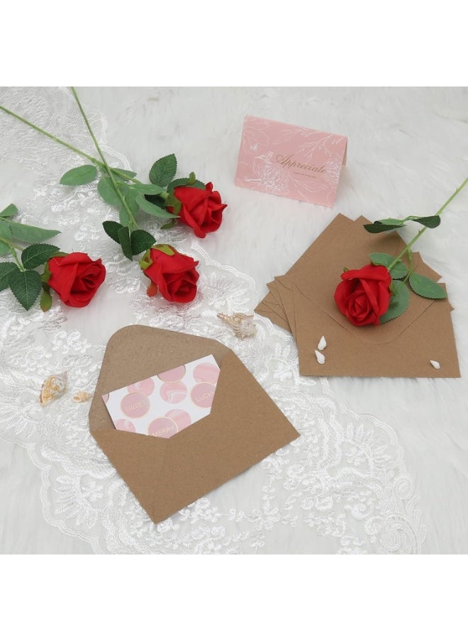 KCDMBUE 100 Pack Kraft 4x6 Envelopes with Contour Flap, Perfect for Invitations, Weddings, Announcements, Baby Showers, RSVP Cards, Greeting Cards, 120gsm Thick, 4.5 x 6.4 Inches, 100% Recycled Paper (Brown)  - Image 4