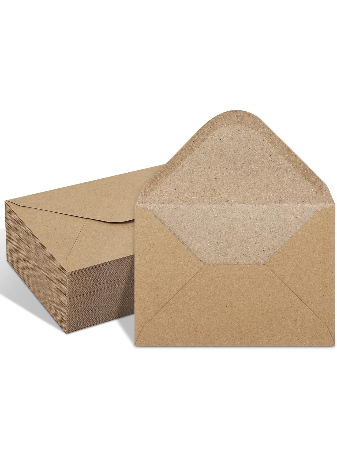 100 Pack Kraft 4x6 Envelopes with Contour Flap, Perfect for Invitations, Weddings, Announcements, Baby Showers, RSVP Cards, Greeting Cards, 120gsm Thick, 4.5 x 6.4 Inches, 100% Recycled Paper (Brown)