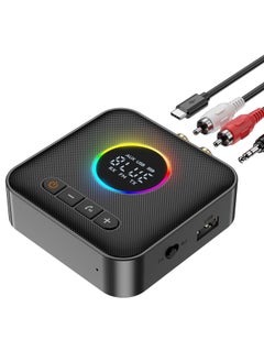 M10 RGB Upgraded Bluetooth 5.4 Audio Receiver Transmitter for TV, Home Stereo/Speakers, Bluetooth Audio Adapter with Display, USB, RCA, 3.5mm AUX, FM Radio Input/Output