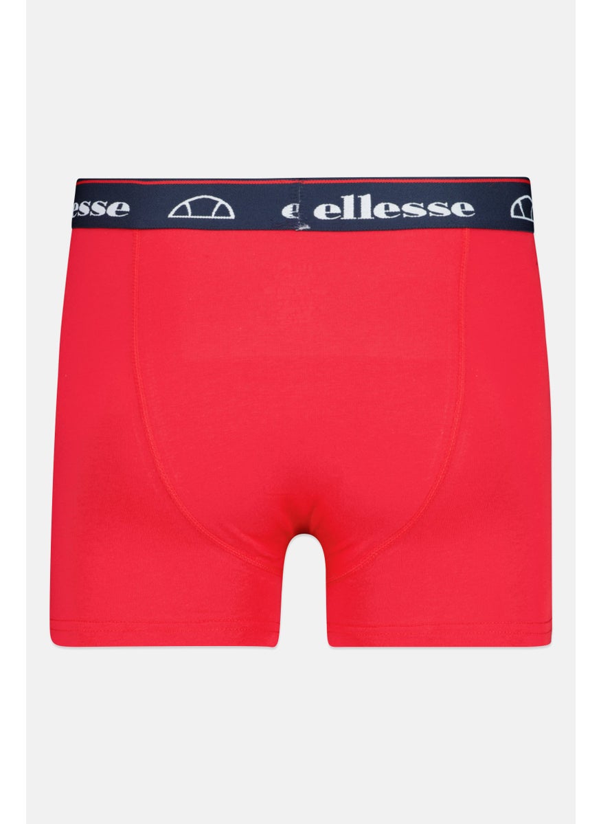 Ellesse Men 3 Pieces Brand Logo Trunks, Navy/Red  - Image 4