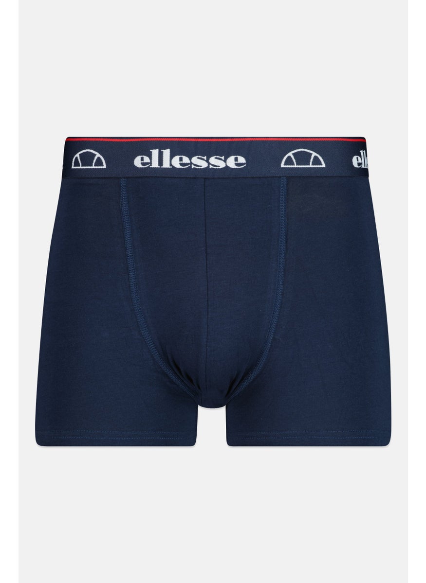 Ellesse - Men 3 Pieces Brand Logo Trunks, Navy/Red - Image 1