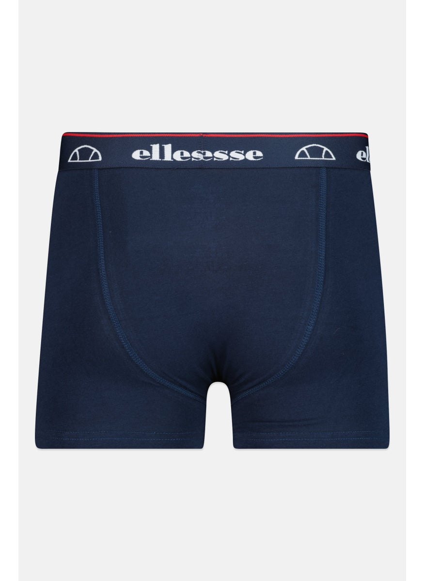 Ellesse Men 3 Pieces Brand Logo Trunks, Navy/Red  - Image 3