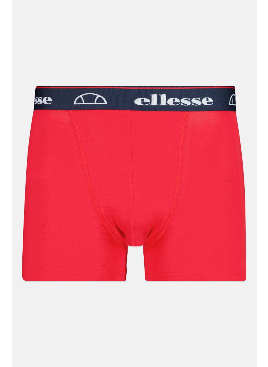 Ellesse - Men 3 Pieces Brand Logo Trunks, Navy/Red - Image 1