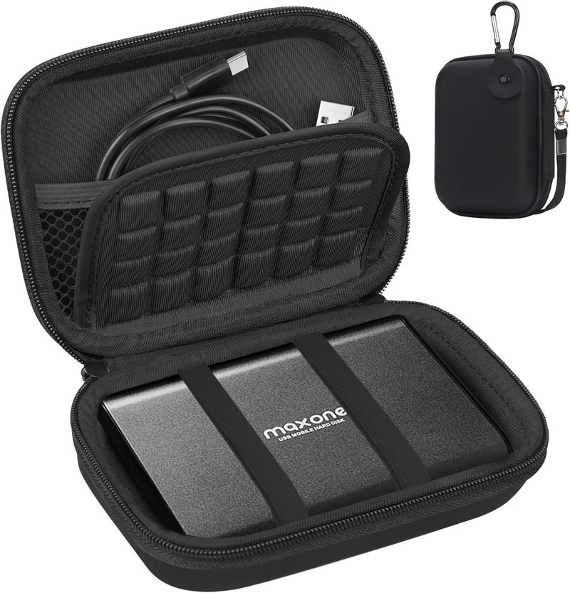 Lacdo Hard Carrying Case for Maxone Ultra Slim Portable External Hard Drive HDD 500GB 160GB 250GB 320GB 500GB 750GB 1TB USB 3.0 EVA Shockproof Water-Resistant Protective Storage Travel Bag, Black - Image 1
