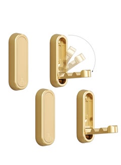 spa luxetique 4PCS Folding Coat Hook, Heavy Duty Wall Hooks Made of Zinc Alloy, Foldable Gold Wall Hooks for Hanging Coats, Scarves, Hats, Bathrobes, Keys, Bags (Gold)  - Image 1