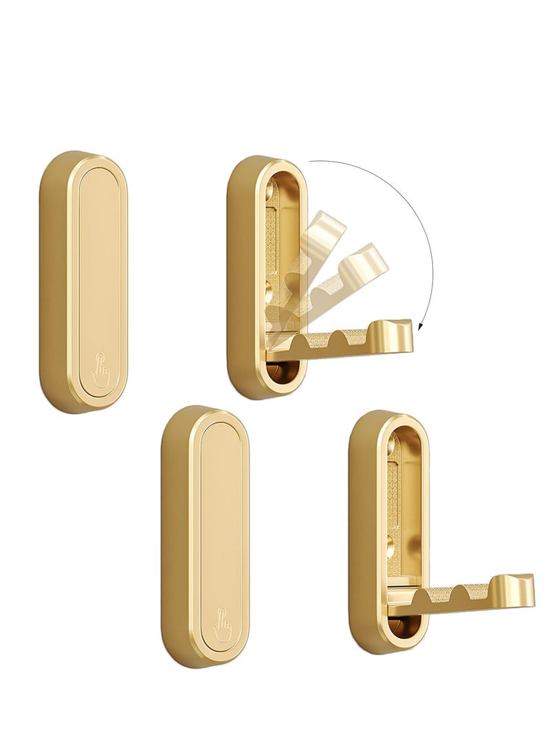 spa luxetique 4PCS Folding Coat Hook, Heavy Duty Wall Hooks Made of Zinc Alloy, Foldable Gold Wall Hooks for Hanging Coats, Scarves, Hats, Bathrobes, Keys, Bags (Gold)  - Image 1