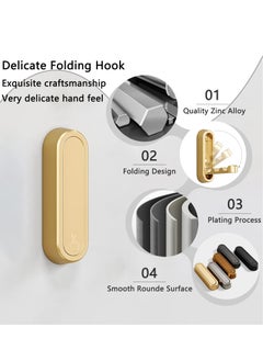 spa luxetique 4PCS Folding Coat Hook, Heavy Duty Wall Hooks Made of Zinc Alloy, Foldable Gold Wall Hooks for Hanging Coats, Scarves, Hats, Bathrobes, Keys, Bags (Gold)  - Image 2