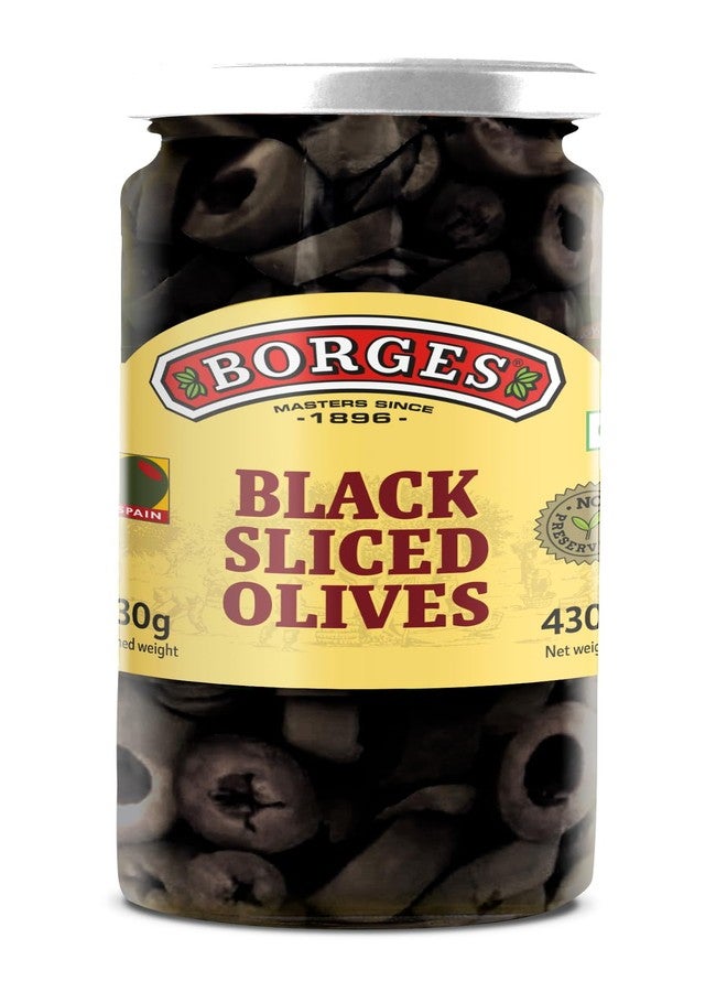 Borges Black Sliced Olives – 430g | Select Quality Hojiblanca Olives | Suitable for Pizza, Pasta, Salad, Wraps| Imported from Spain - Image 1